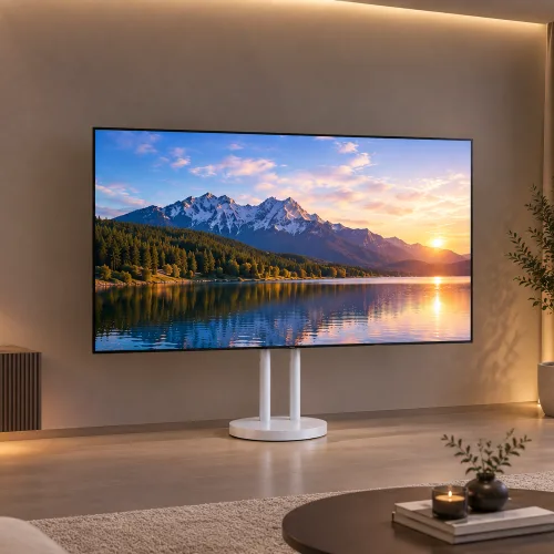 이동식 대형 TV 거치대 55-100인치 티비 스탠드 삼탠바이미 삼성 LG 중소기업 호환, 1개, MS-90S 화이트