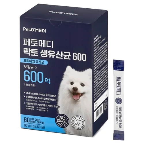 페토메디 강아지 락토 생유산균 600 영양제 60포, 60g, 장건강/유산균, 1개