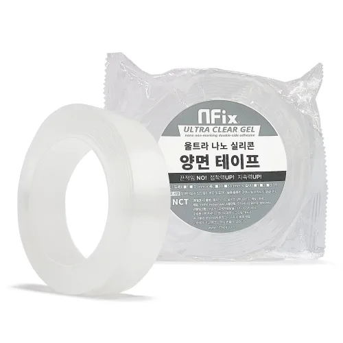 엔픽스 ULTRA NANO 초강력 투명 실리콘 양면테이프 30mm 벽걸이 가정용 생활정리 케이블 책상정리 차량용 재사용, 1개