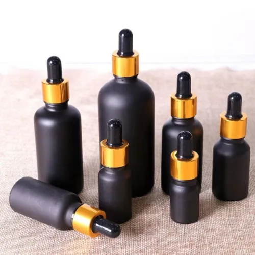6개입 5ml 프로스트 블랙 유리 에센셜 오일 드로퍼 병 피펫 드롭 바이알 용기