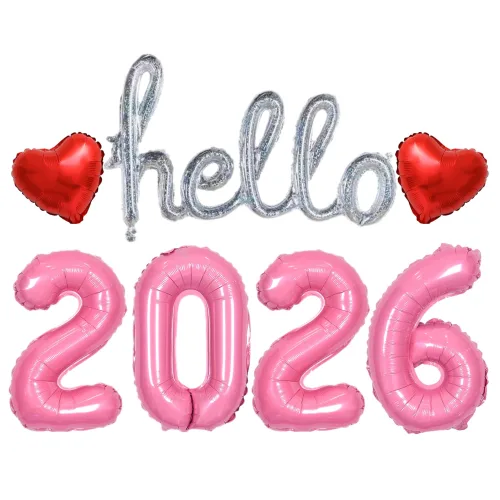 헬로 Hello 2026 새해 풍선세트 신년 파티 용품, 1개, 헬로x숫자