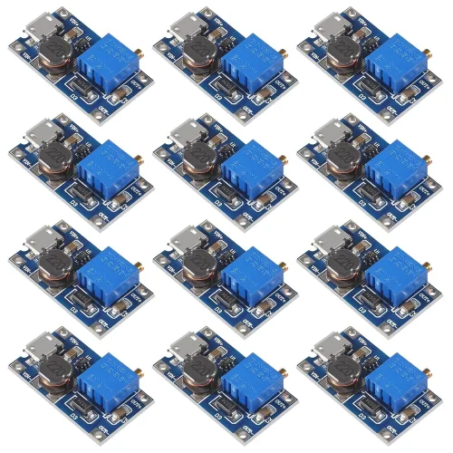 20개입 MT3608 DC-DC 승압 컨버터 마이크로USB 2~24V 입력 5~28V 가변 출력 전압 부스트 모듈 전자공작 실습용, 20개