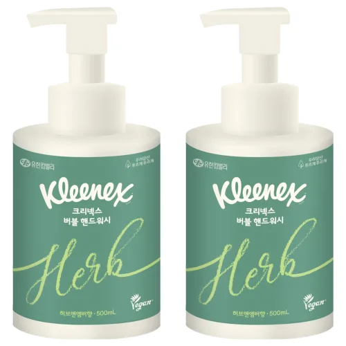 크리넥스 버블버블 핸드워시 에코 그린허브, 2개, 500ml