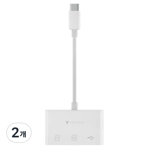 요이치 USB C 3IN1 OTG 카드리더기, 화이트, 2개, YG-CRLCL200