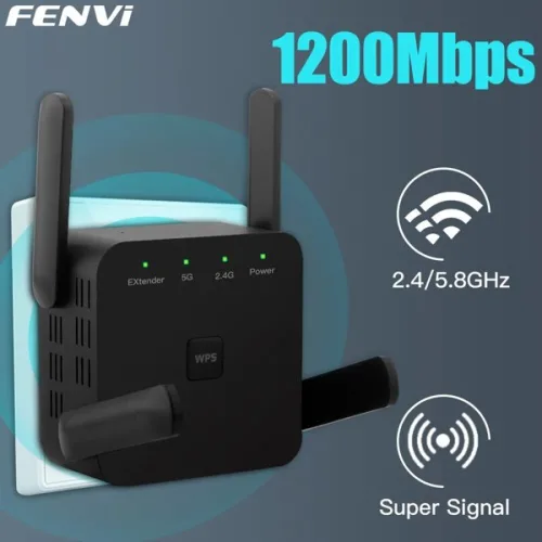 FENVI 와이파이 리피터 1200Mbps 라우터 블랙 와이파이 익스텐더 앰프 신호 부스터 장거리 네트워크 AC1200 2.4G 5GHz